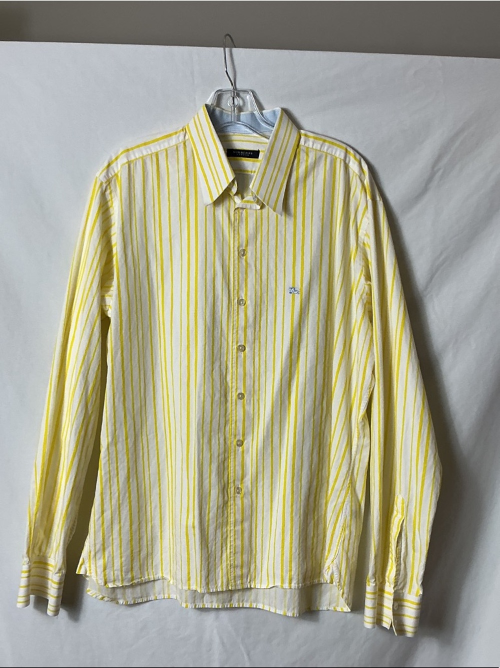 Burberry Yellow & White Striped Long-Sleeve Button-Down Shirt
